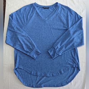 Shein Casual Tee Shirt Raglan Long Sleeve V Neck High-Low Top Blue SMALL US 4